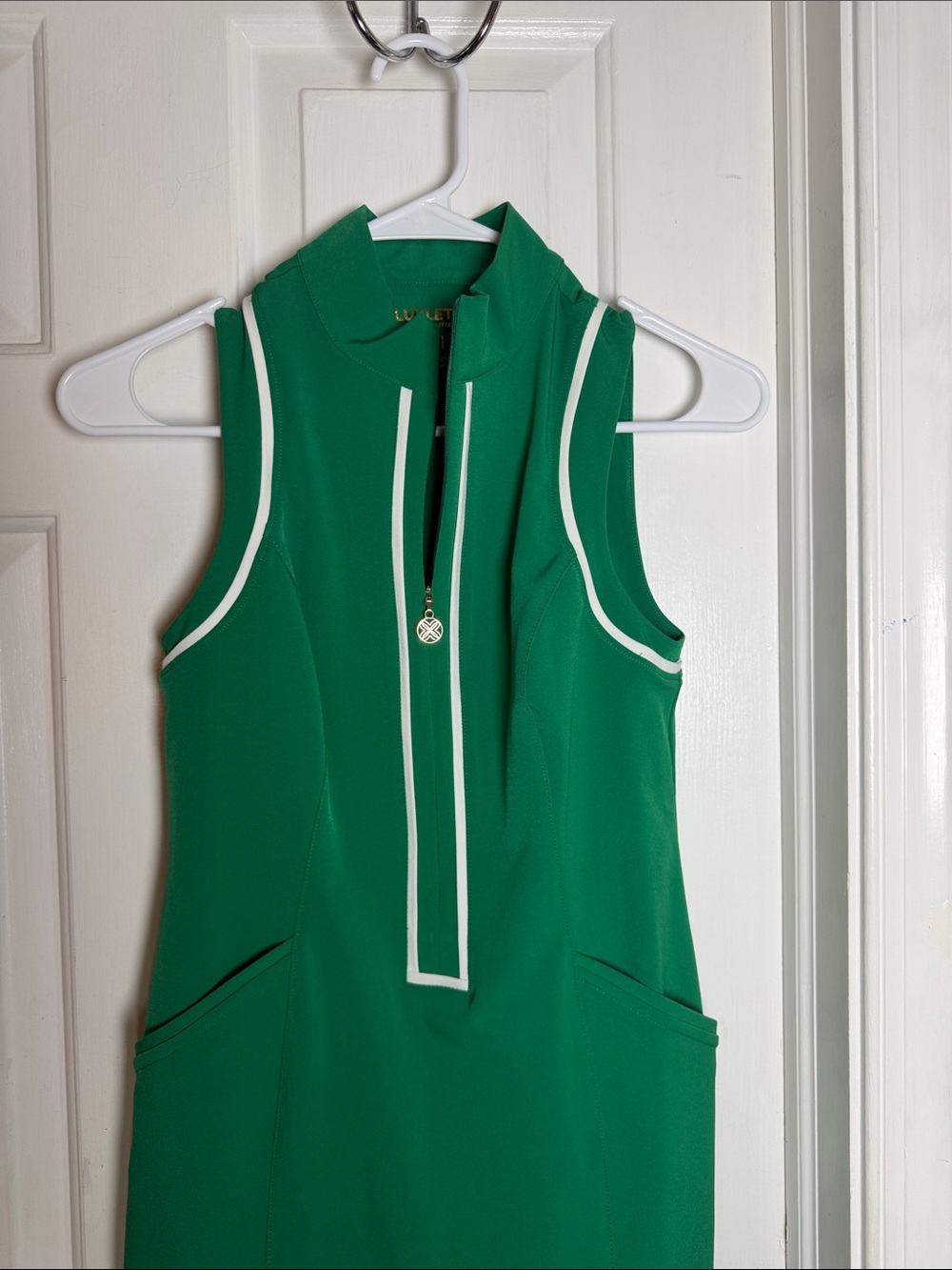 NWOT LILLY PULITZER Luxlletic FIDDLE LEAF GREEN* UPF 50+ Kathy Dress Size 00 - Picture 3 of 9